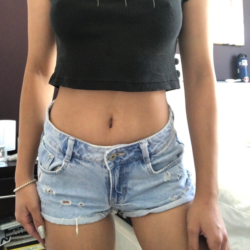 zara denim shorts